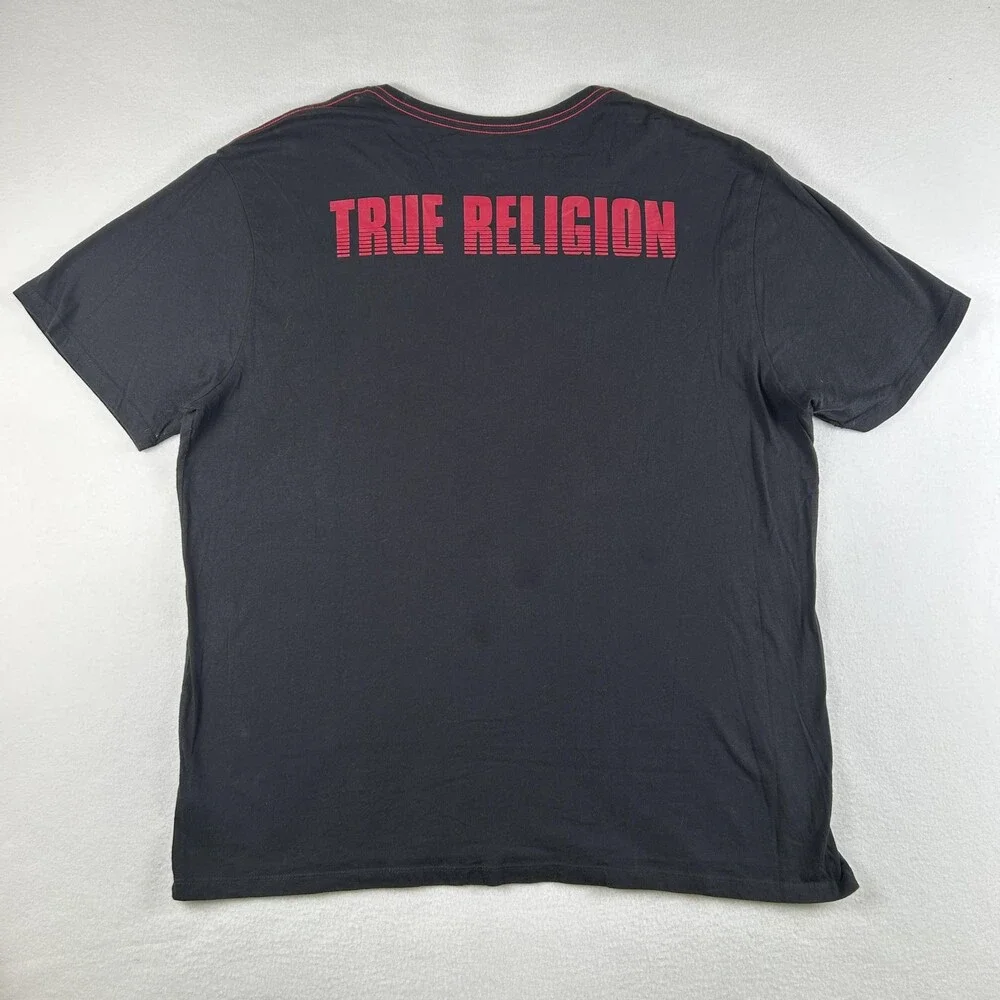 True Religion Shirt Mens 3XL Buddha Guitar Logo Graphic Tee Tagless Music FLAWS